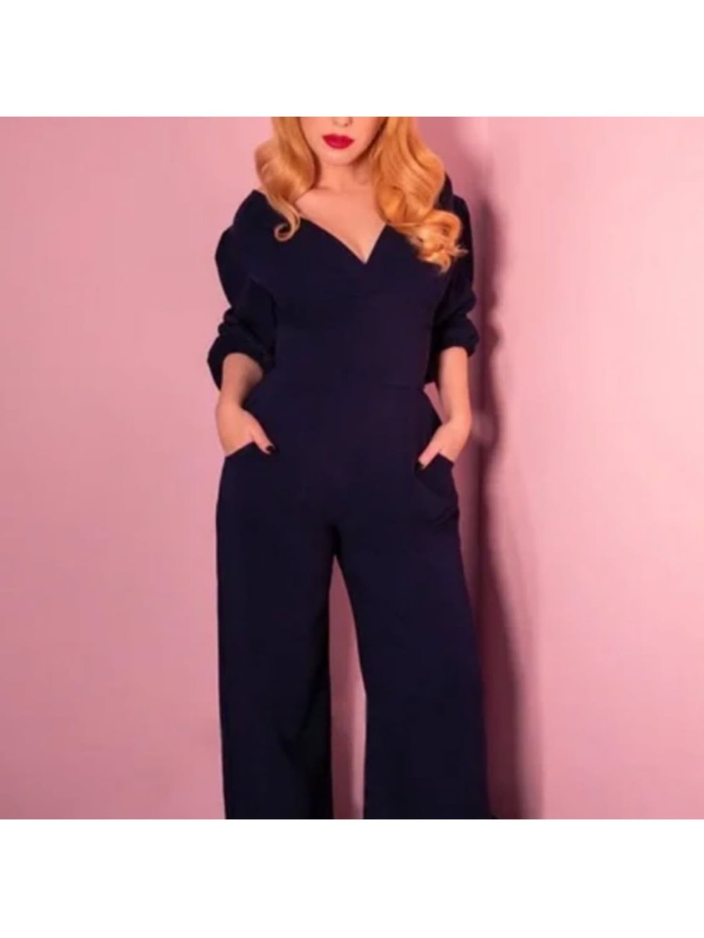 Vixen by Micheline Pitt Bawdy Top Navy Blue L